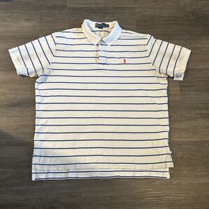 Polo Ralph Lauren Polo Shirt Men’s Size XXL Blue White Striped Golf Shirt